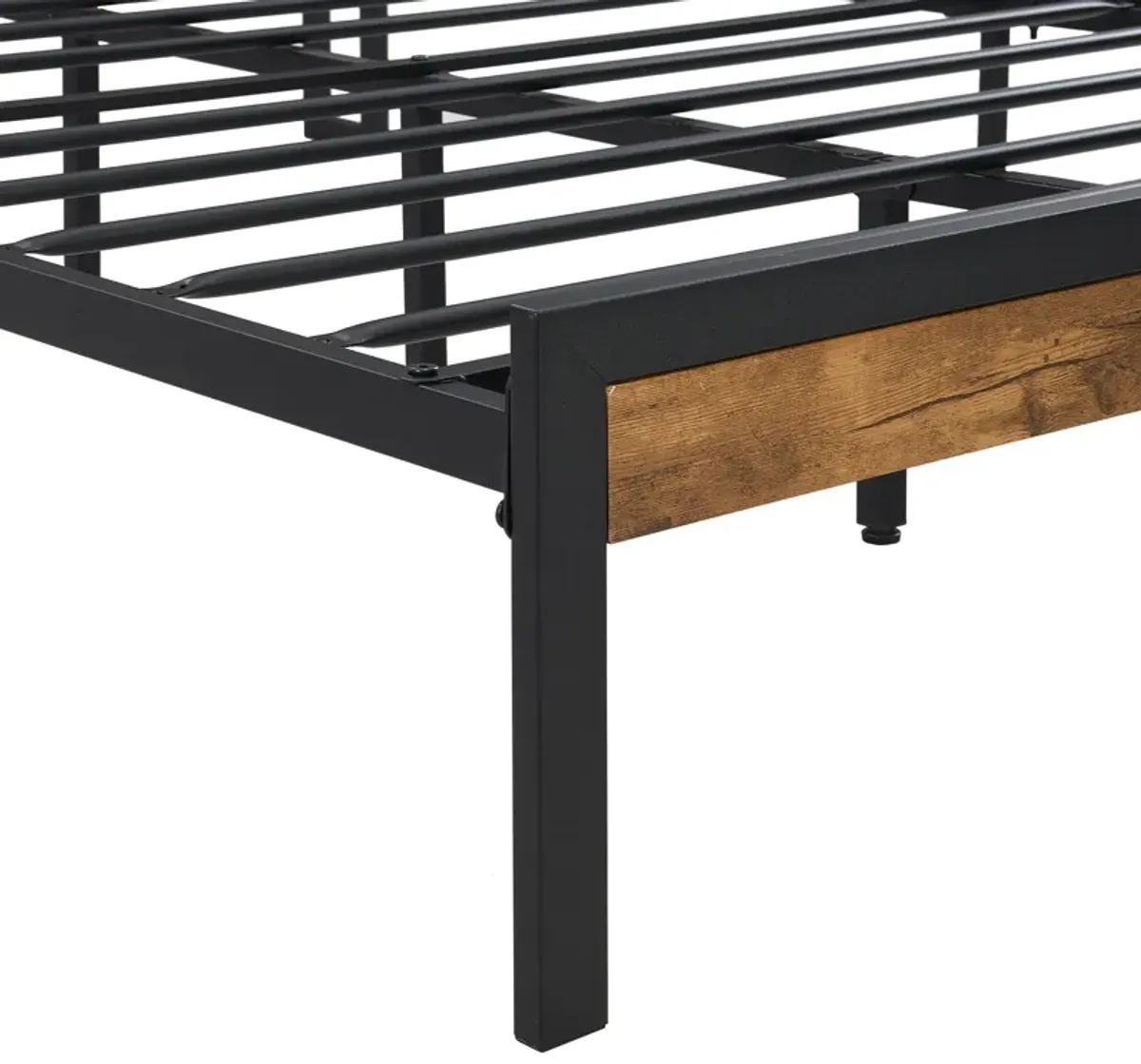 Metal Platform Bed Frame With Wooden Headboard And Footboard With USB Liner, No Box Spring Needed, Under Bed Storage