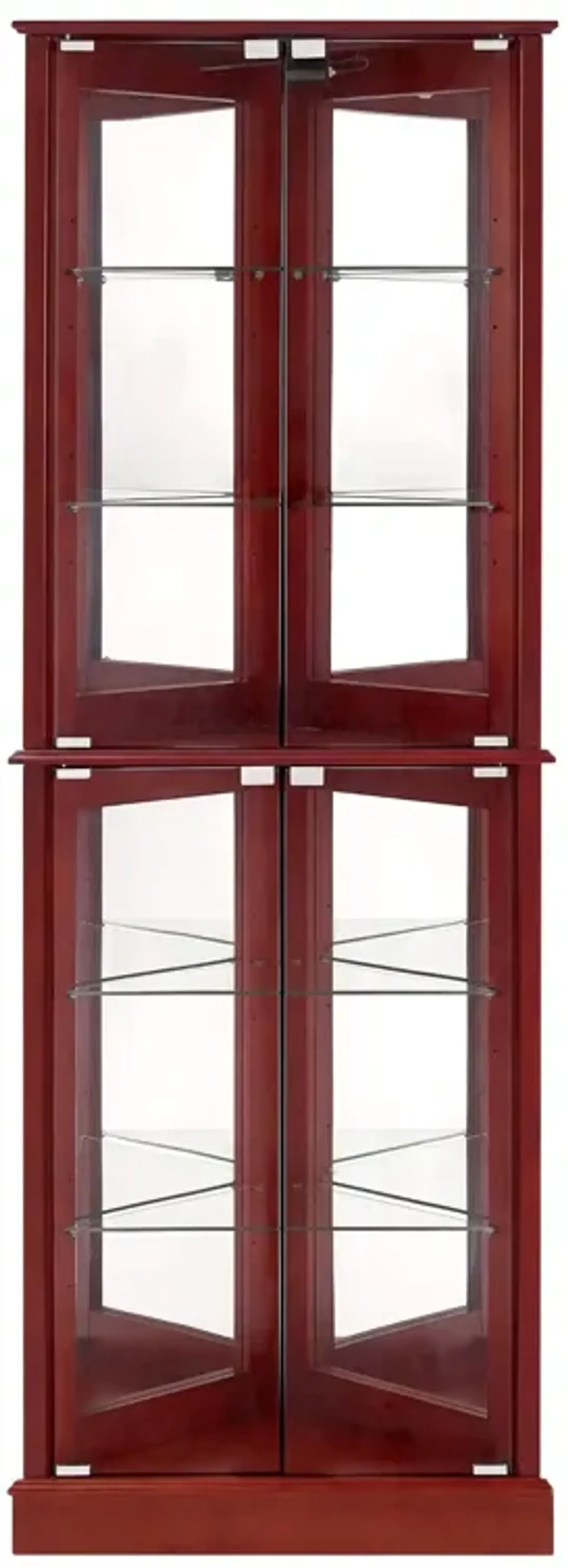 Corner Curio Dispaly Cabinet With Lights, Adjustable Tempered Glass Shelves, Mirrored Back (E26 Light Bulb Not Included)