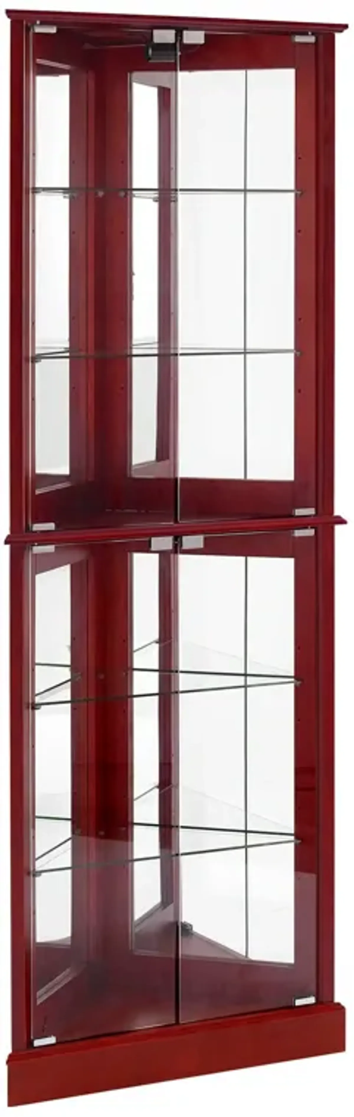 Corner Curio Dispaly Cabinet With Lights, Adjustable Tempered Glass Shelves, Mirrored Back (E26 Light Bulb Not Included)