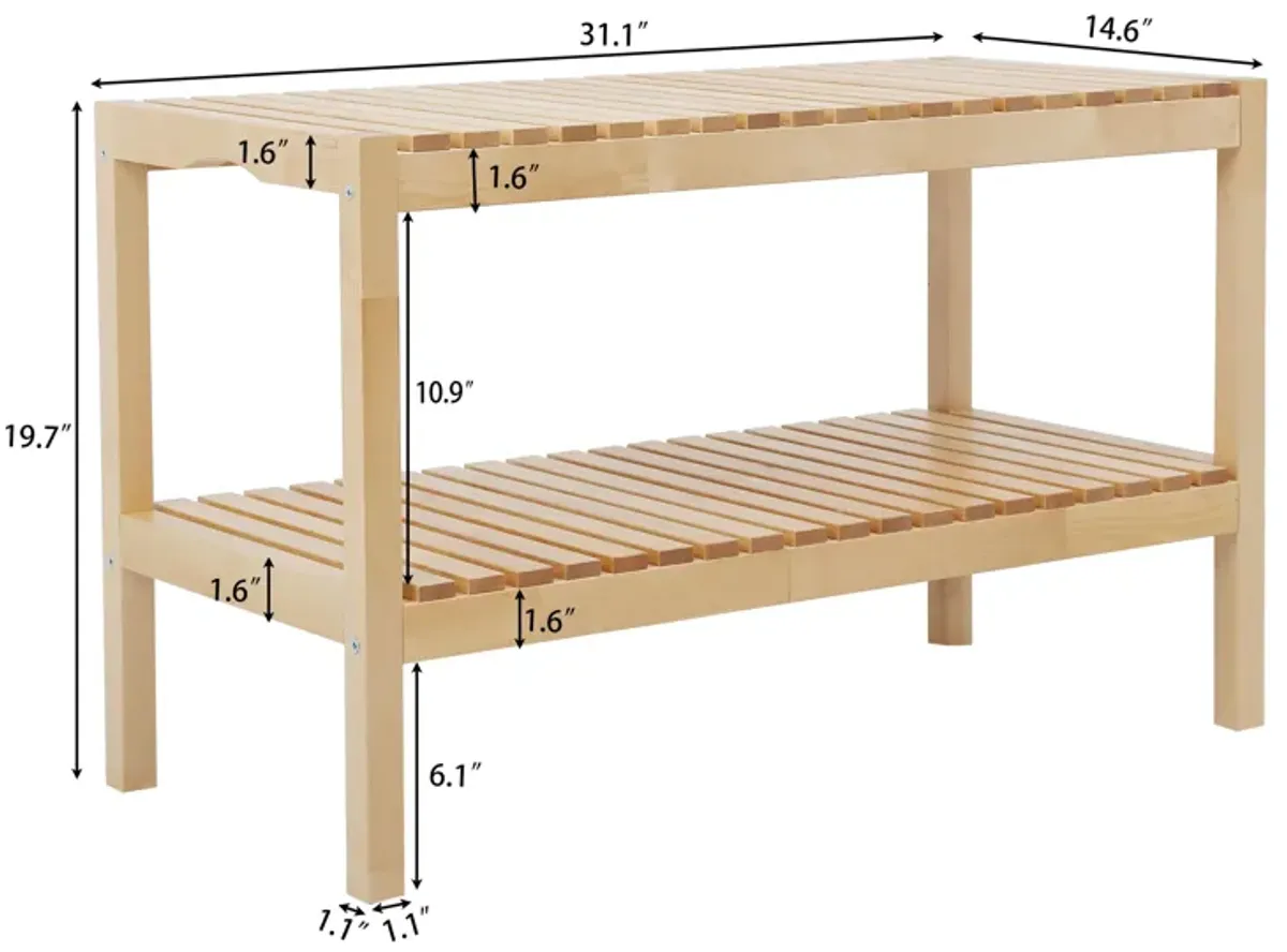 Shoe Bench-Birch, 3 Tier Sturdy Shoe Bench, Storage Shoe Organizer, Holds Up To 300Lbs For Entryway Bedroom Living Room Balcony - Natural Wood