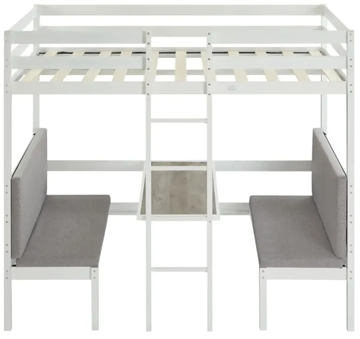 Twin Over Twin Bunk Beds Can Be Turn Into Upper Bed And Down Desk, Cushion Sets Are Free - White