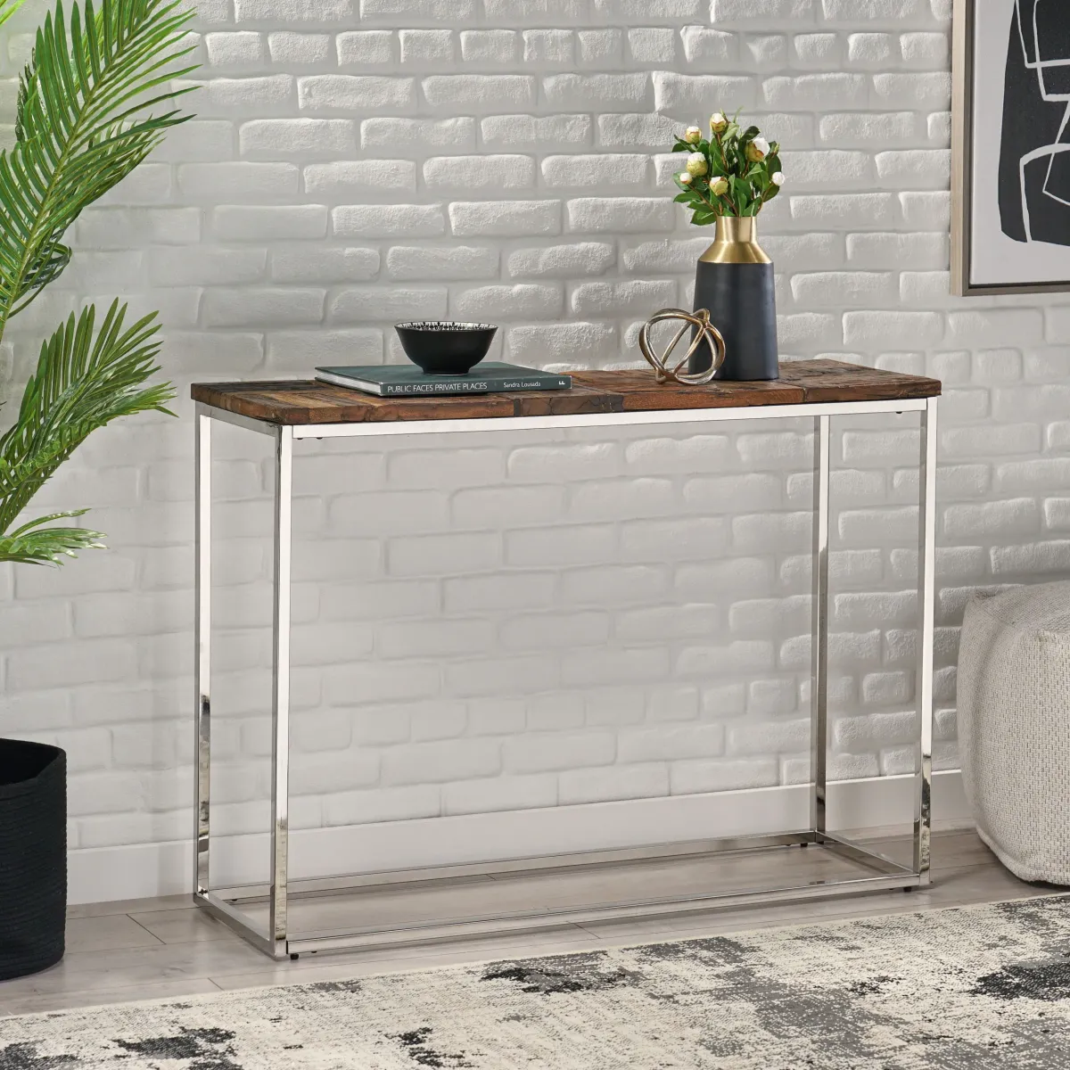 Console Table - Brown / Silver