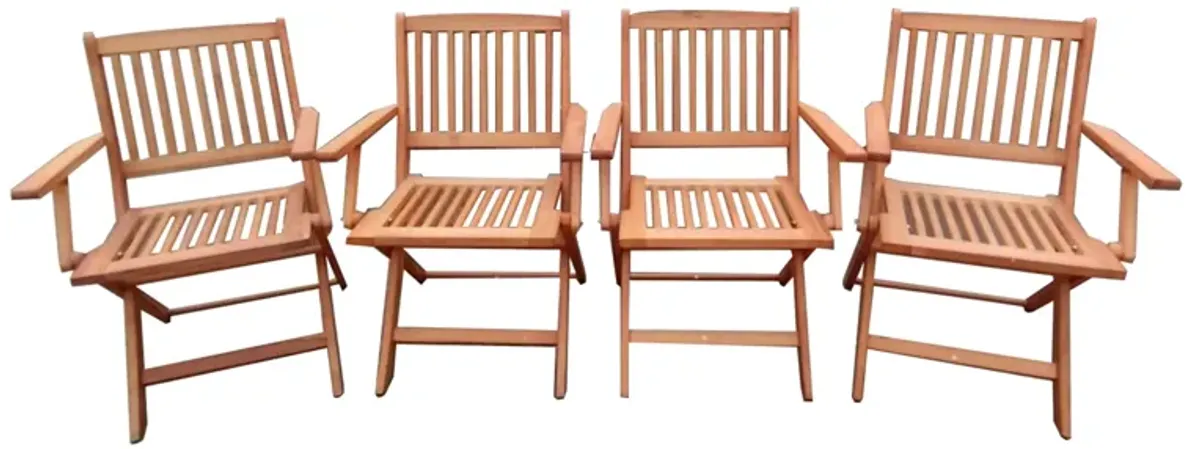 Foldable Patio Dining Set, Folding Chairs, Indoor And Outdoor Universal (Set of 4) - Teak