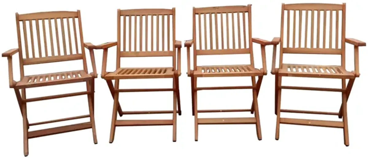 Foldable Patio Dining Set, Folding Chairs, Indoor And Outdoor Universal (Set of 4) - Teak