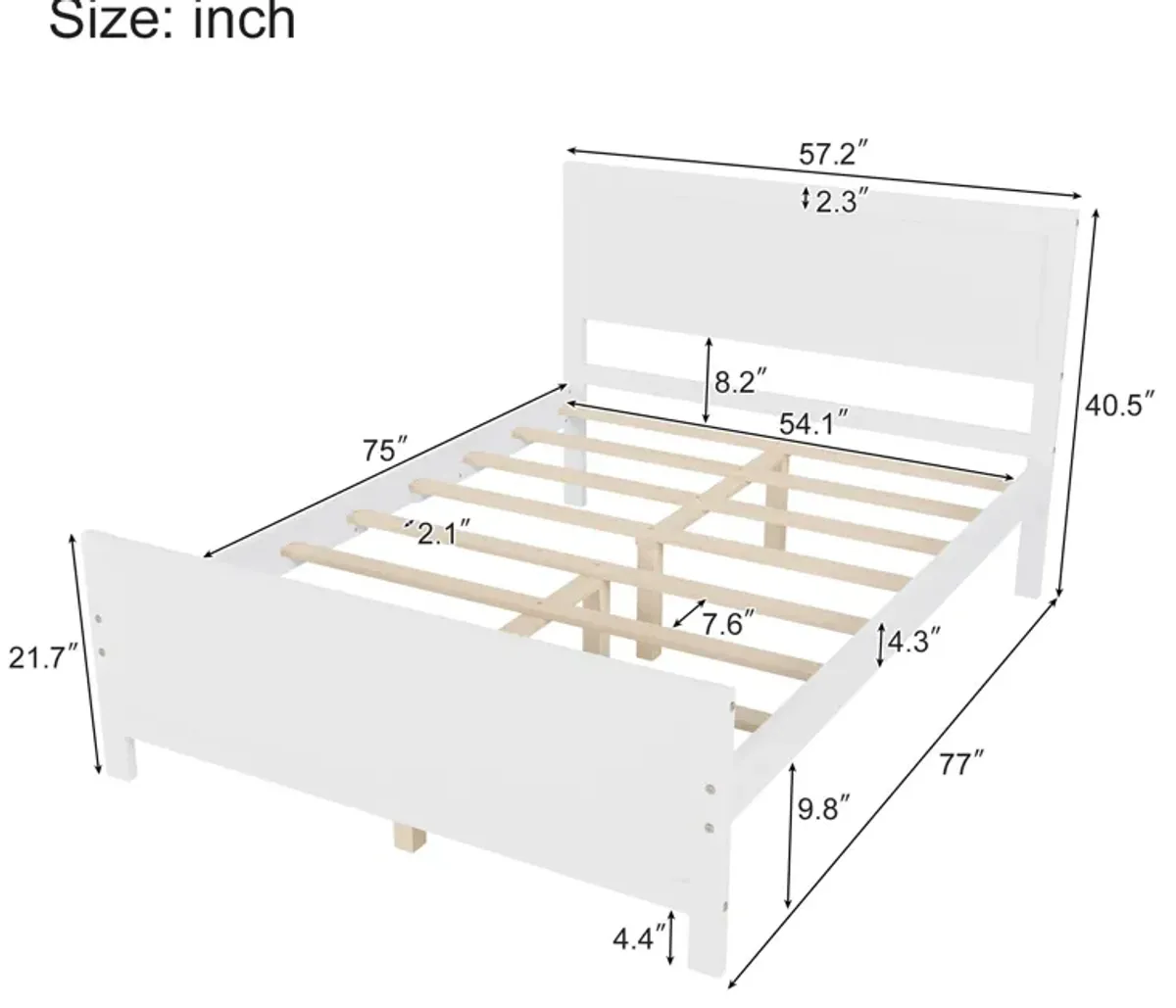 Wood Platform Bed Frame With Headboard, Mattress Foundation With Wood Slat Support, No Box Spring Needed