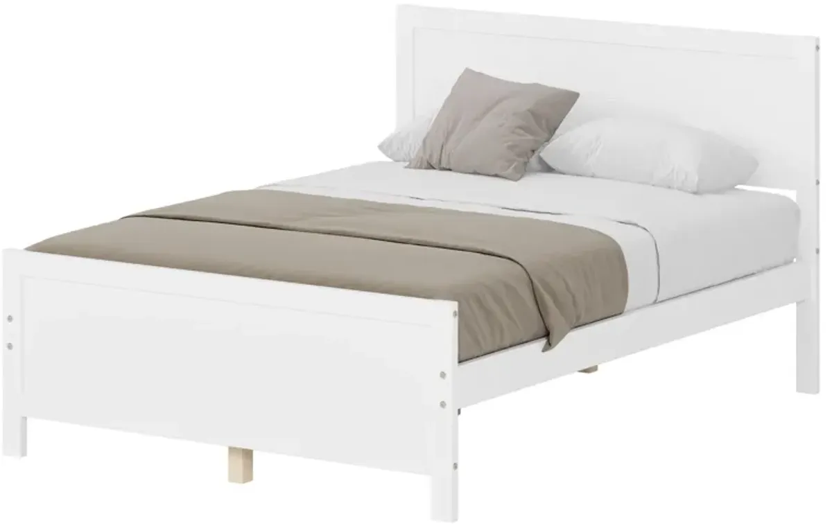 Wood Platform Bed Frame With Headboard, Mattress Foundation With Wood Slat Support, No Box Spring Needed