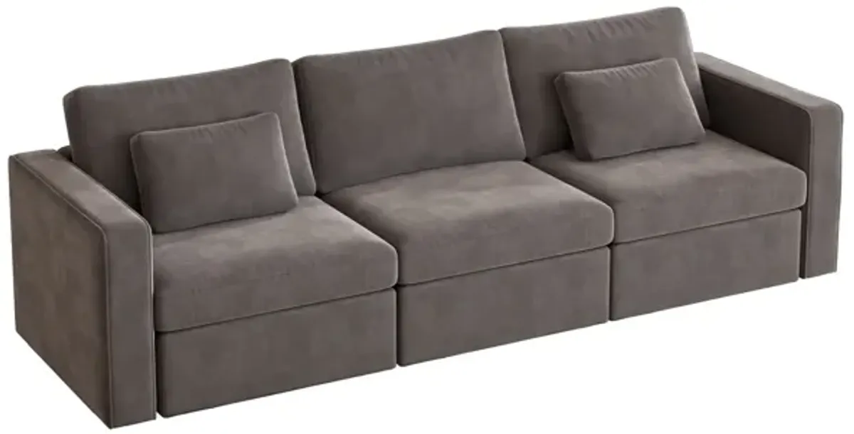 3 Seats Modern U-Shape Sectional Sofa, Oversized Upholstery Chaise Couch With Storage Ottomans For Living Room / Loft / Apartment / Office