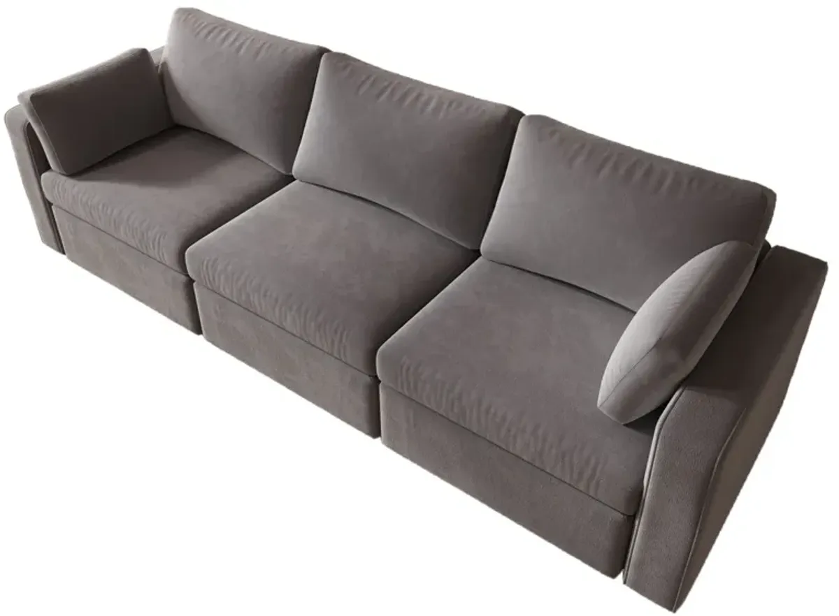 3 Seats Modern U-Shape Sectional Sofa, Oversized Upholstery Chaise Couch With Storage Ottomans For Living Room / Loft / Apartment / Office