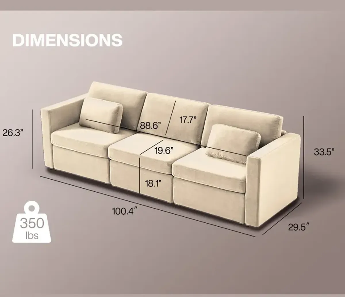 3 Seats Modern U-Shape Sectional Sofa, Oversized Upholstery Chaise Couch With Storage Ottomans For Living Room / Loft / Apartment / Office