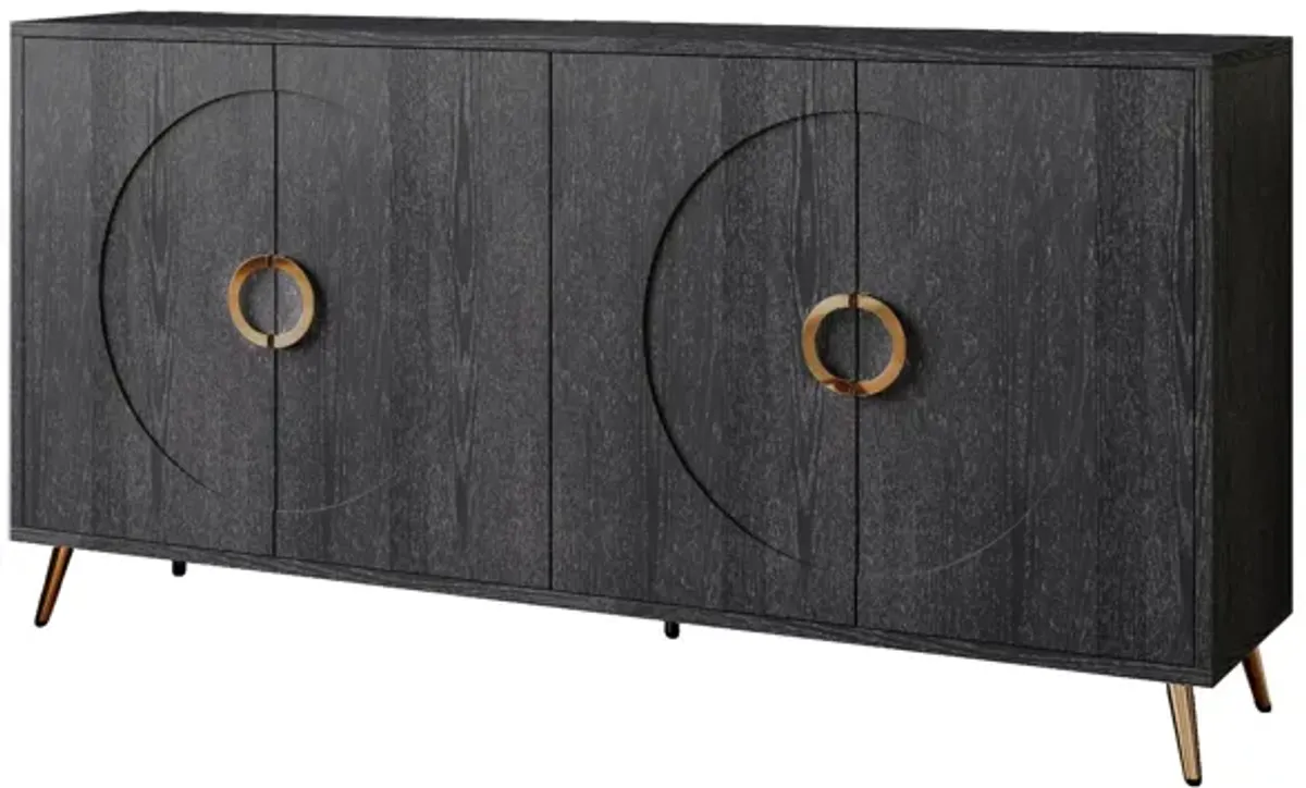 Modern Lacquered 4 Door Wooden Cabinet Sideboard Buffet Server Cabinet Storage Cabinet, For Living Room, Entryway, Hallway, Office, Kitchen And Dining Room