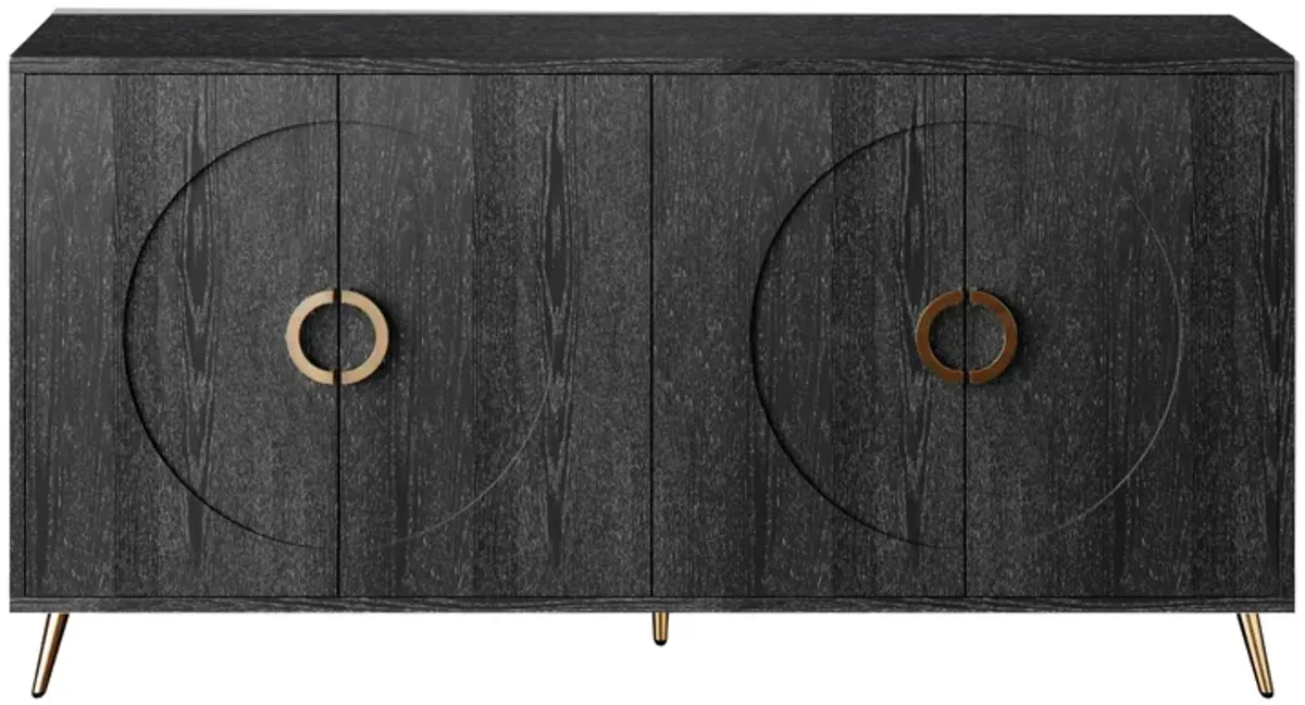 Modern Lacquered 4 Door Wooden Cabinet Sideboard Buffet Server Cabinet Storage Cabinet, For Living Room, Entryway, Hallway, Office, Kitchen And Dining Room