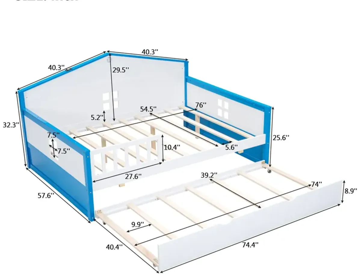 Wooden Daybed With Trundle And Sensor Light