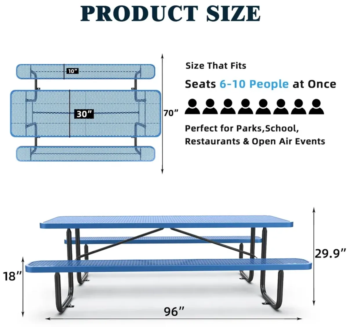 Expanded Metal Rectangular Picnic Table