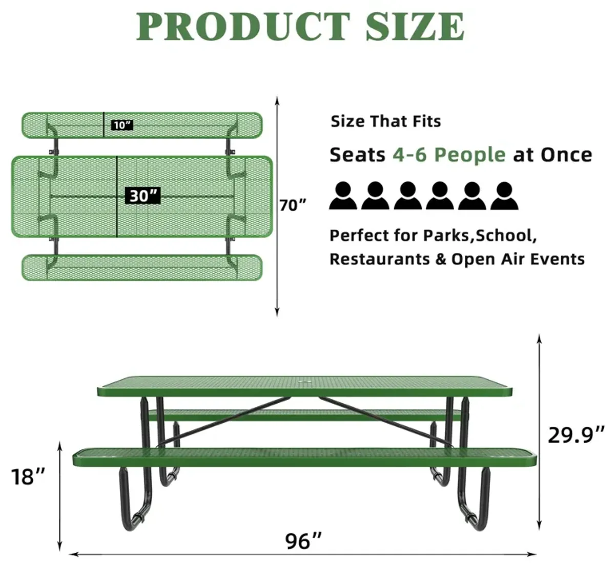 Expanded Metal Rectangular Picnic Table