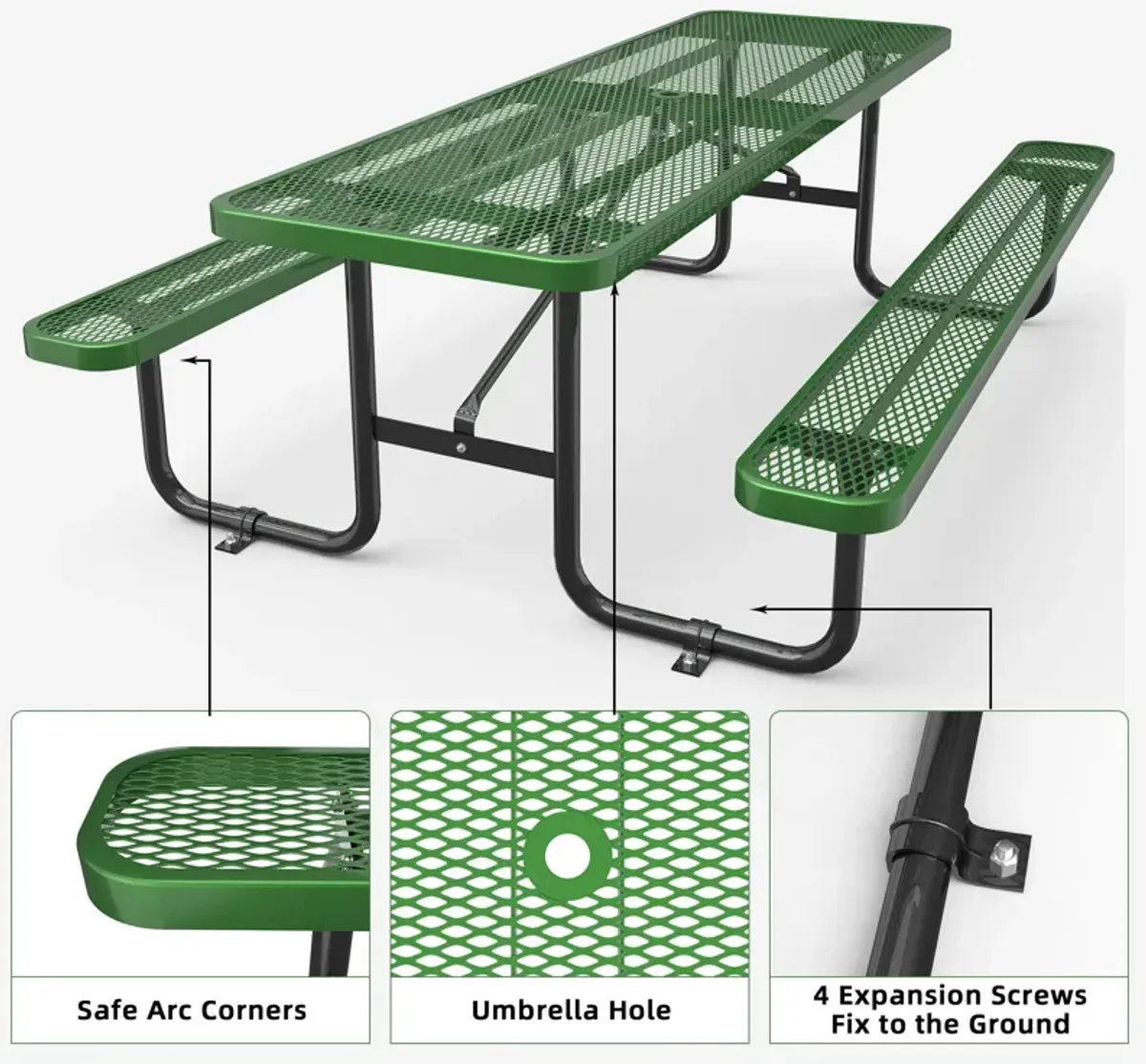 Expanded Metal Rectangular Picnic Table