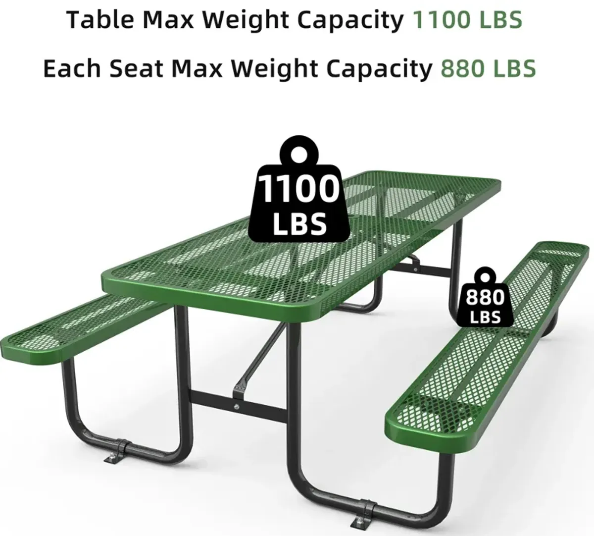 Expanded Metal Rectangular Picnic Table