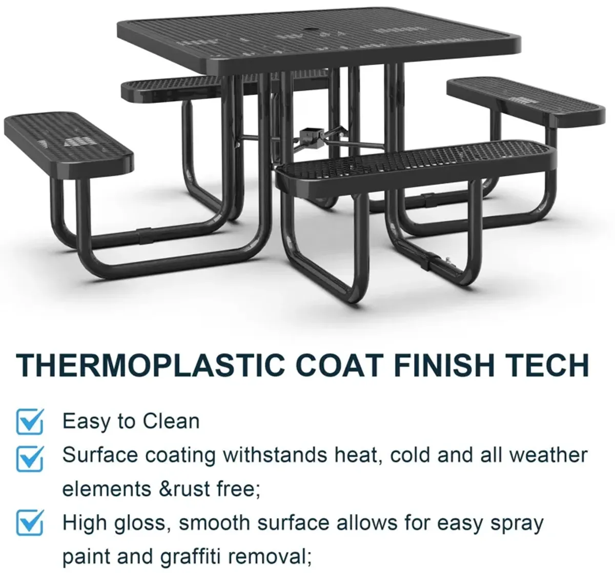 Square Outdoor Picnic Table With Umbrella Pole