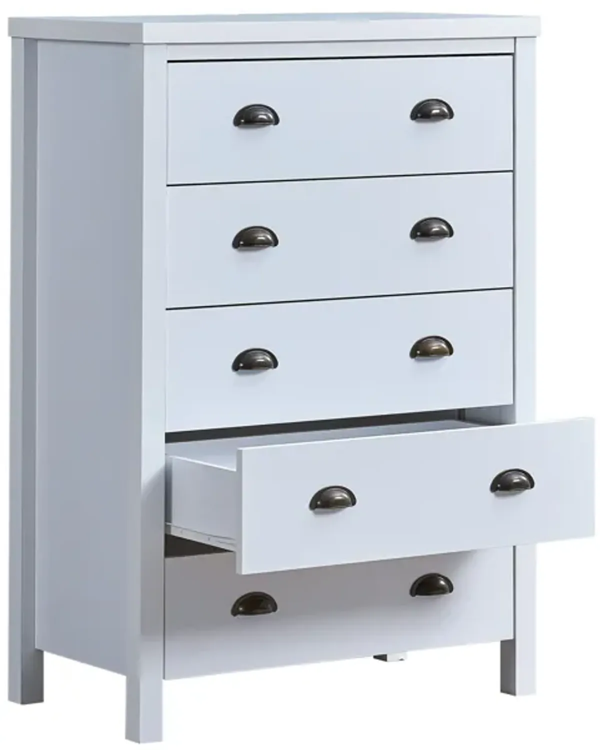 Safari - 5 Drawer Chest With Interlock Drawer Feature Drawer Slide And Interlock Pre-Assembly, Drawer Chest For Closet Tall Dressers For Bedroom Clothes Organizer Tool - Classic White