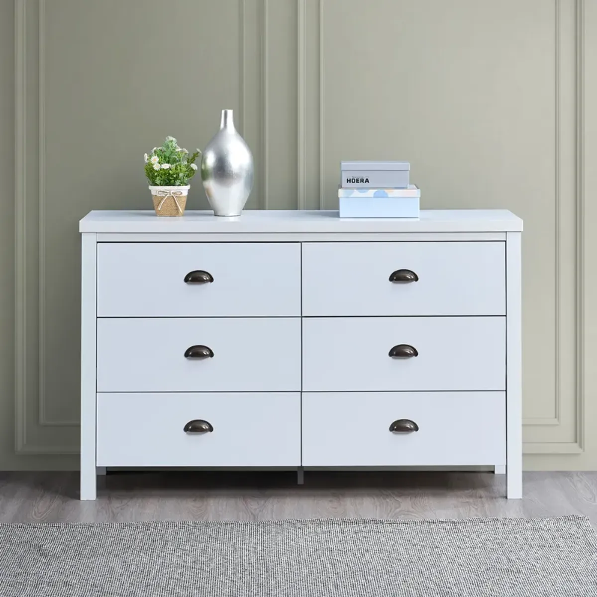 Safari - 6 Drawer Master Dresser With Interlock Drawer Feature Drawer Slide And Interlock Pre-Assembly, Wide Dressers For Bedroom 6 Deep Drawers For Closet Organizer - Classic White