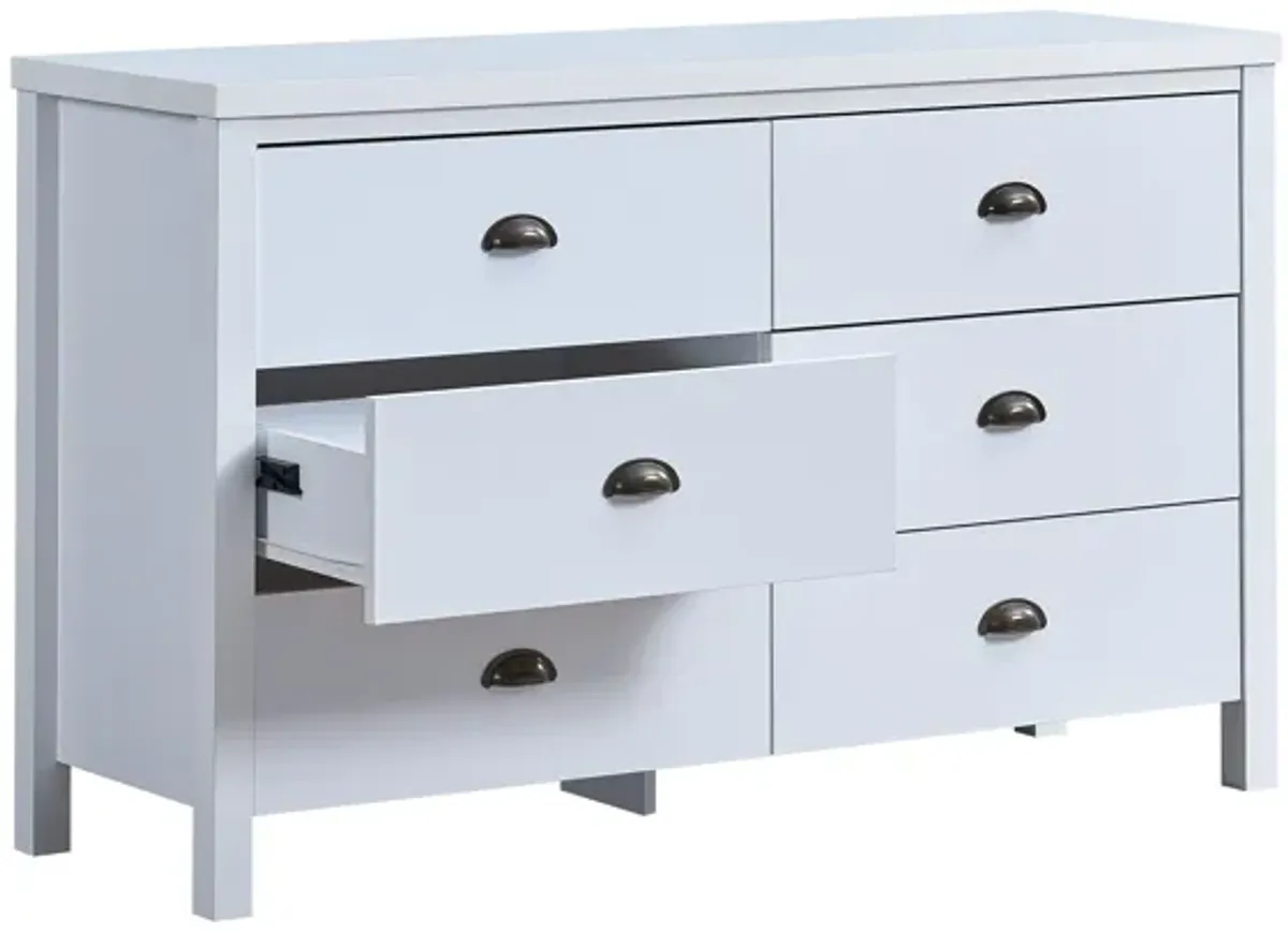 Safari - 6 Drawer Master Dresser With Interlock Drawer Feature Drawer Slide And Interlock Pre-Assembly, Wide Dressers For Bedroom 6 Deep Drawers For Closet Organizer - Classic White