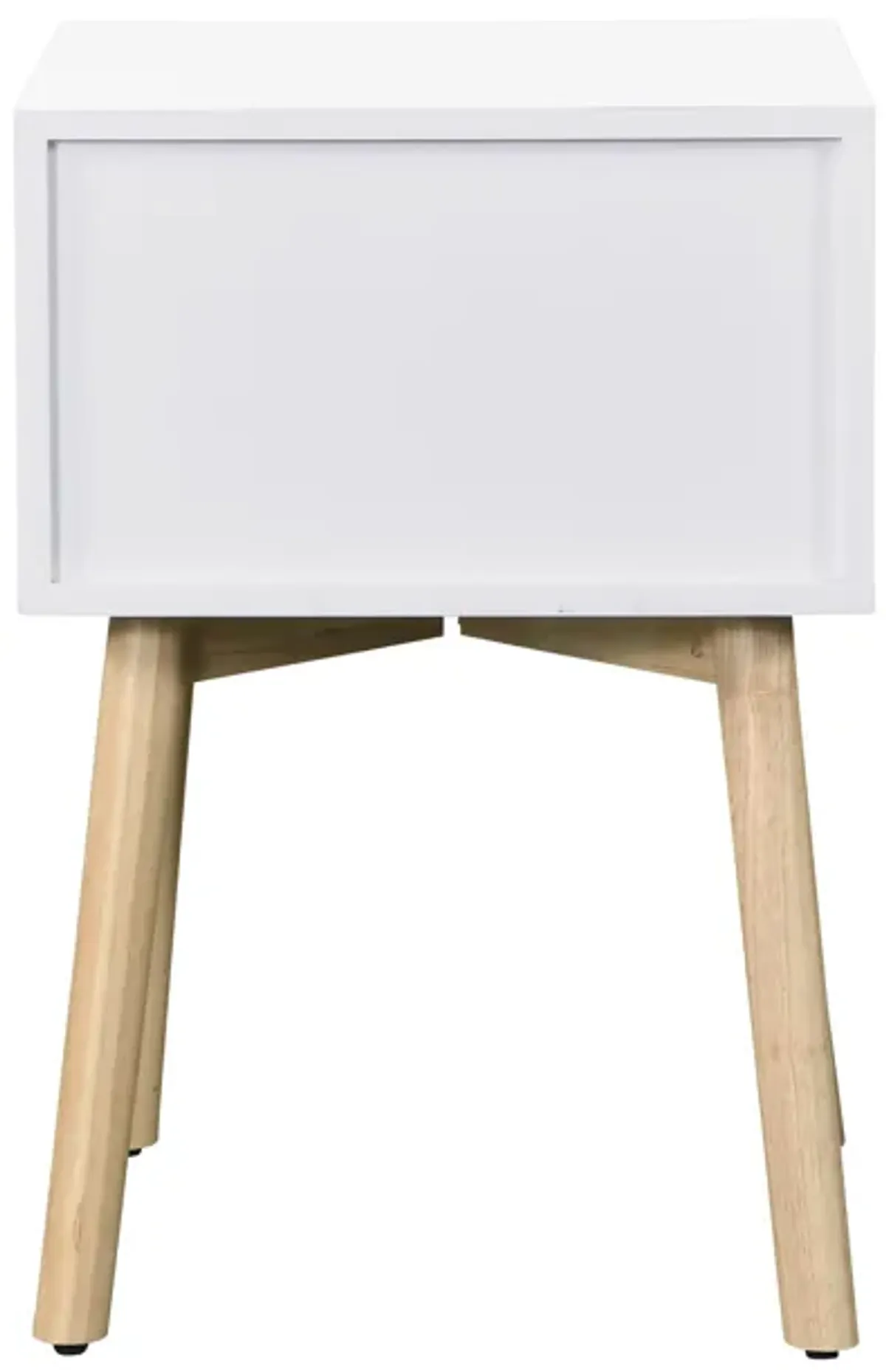 Modern Side Table With 2 Drawer, Mid-Century Storage Cabinet For Bedroom - White