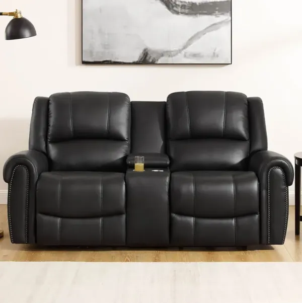 Marco - Power Zero Gravity Reclining Loveseat With Console - Black