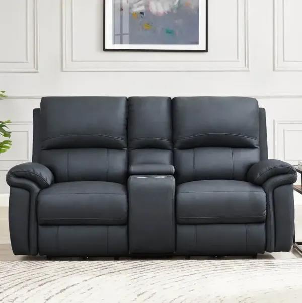 Monica - Power Zero Gravity Reclining Loveseat With Console - Gunmetal