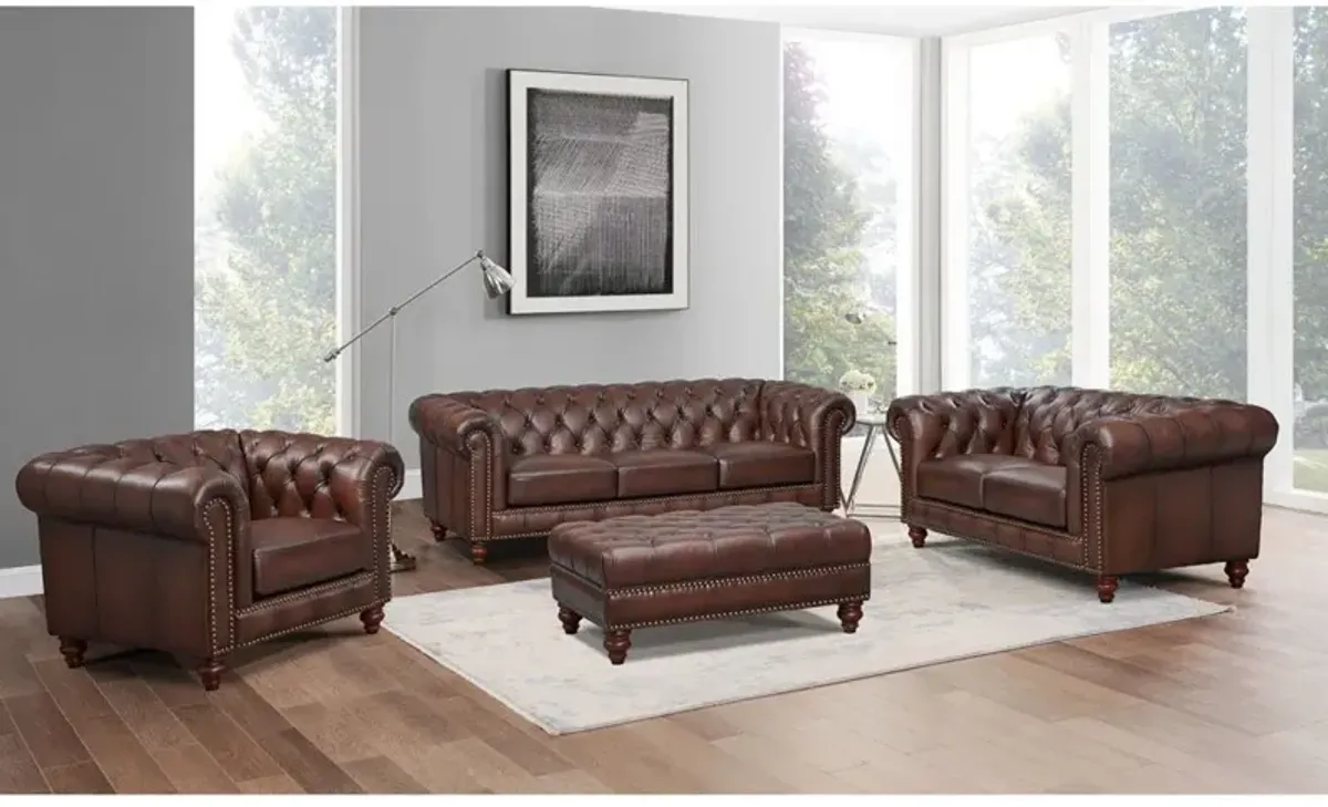 Alton Bay-Top Grain Leather Sofa Couch - Brown