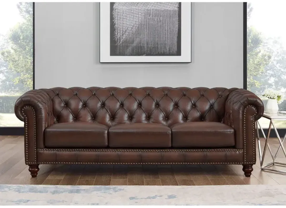 Alton Bay-Top Grain Leather Sofa Couch - Brown