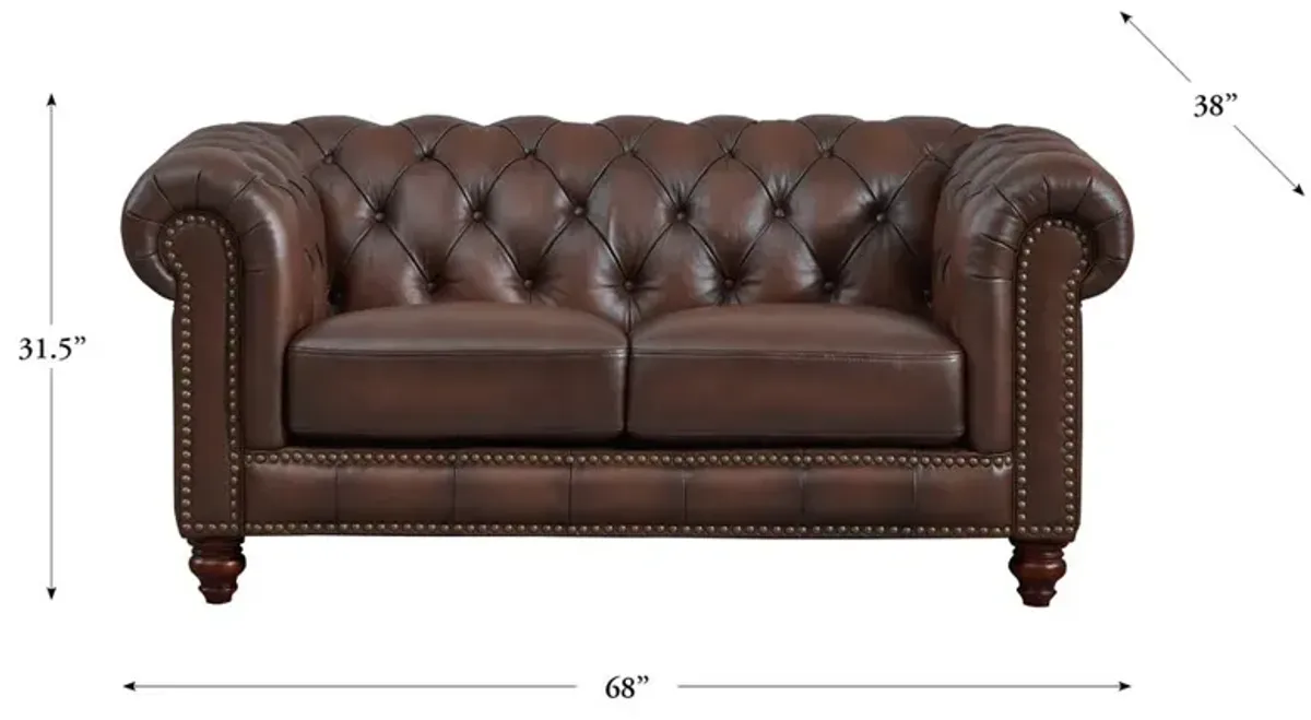 Alton Bay-Top Grain Leather Loveseat - Brown