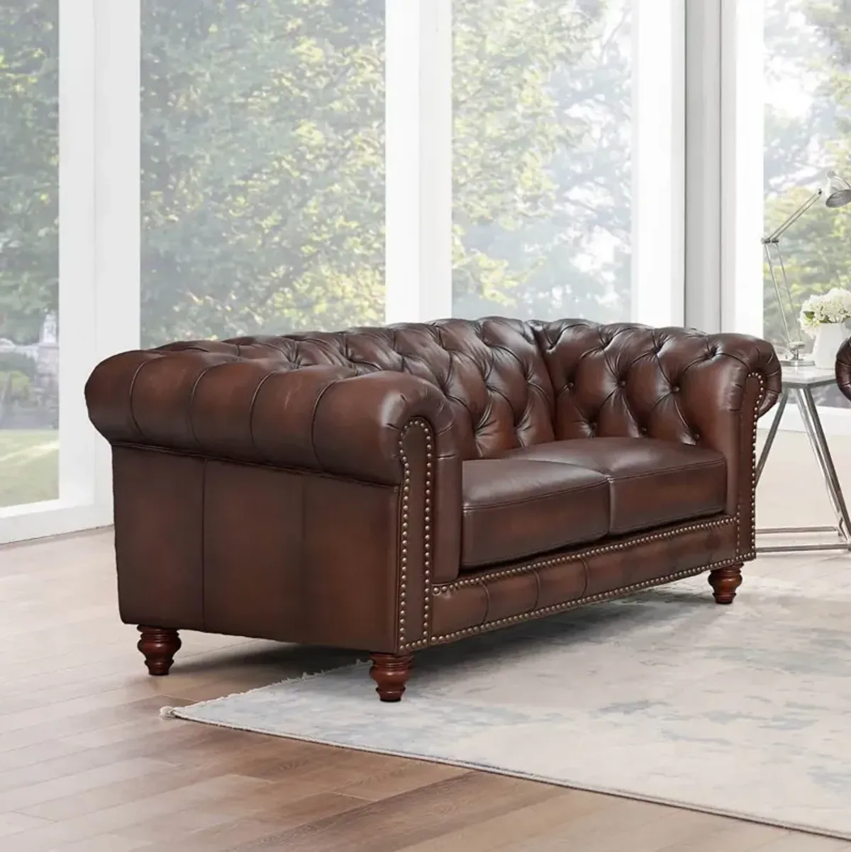 Alton Bay-Top Grain Leather Loveseat - Brown