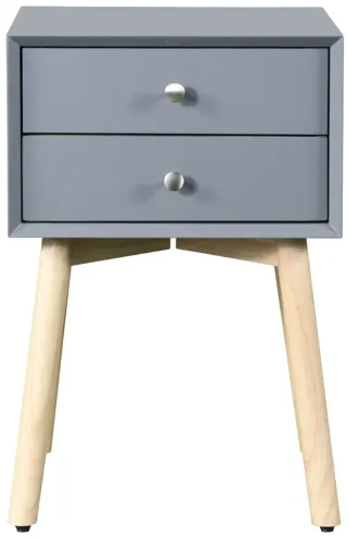 Side Table With 2 Drawer, Mid-Century Modern Storage Cabinet For Bedroom