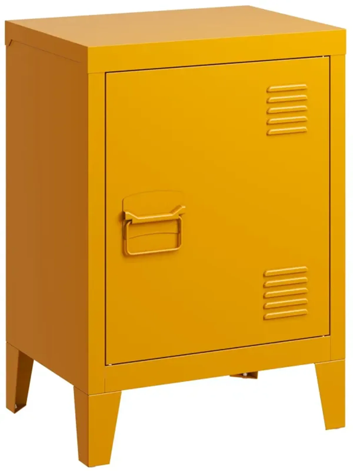 Modern Nightstand Durable Metal Bedside Storage Cabinet With Shelf, End Side Table For Living Room And Bedroom - Yellow