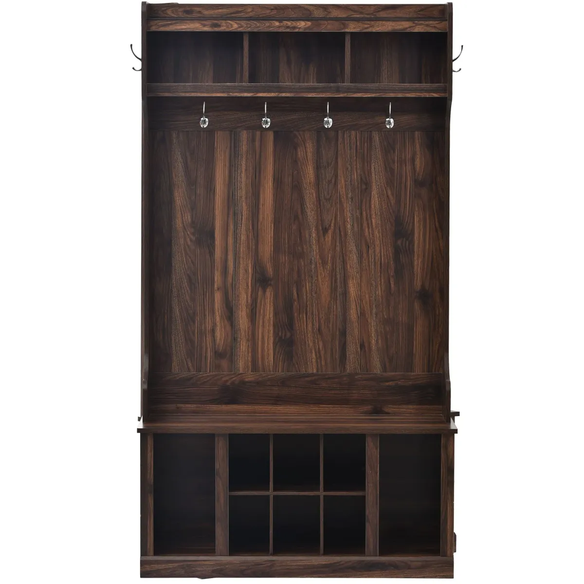 Hall Tree With 6 Hooks, Coat Hanger, Entryway Bench, Storage Bench, 3 In 1 Design, For Entrance, Hallway