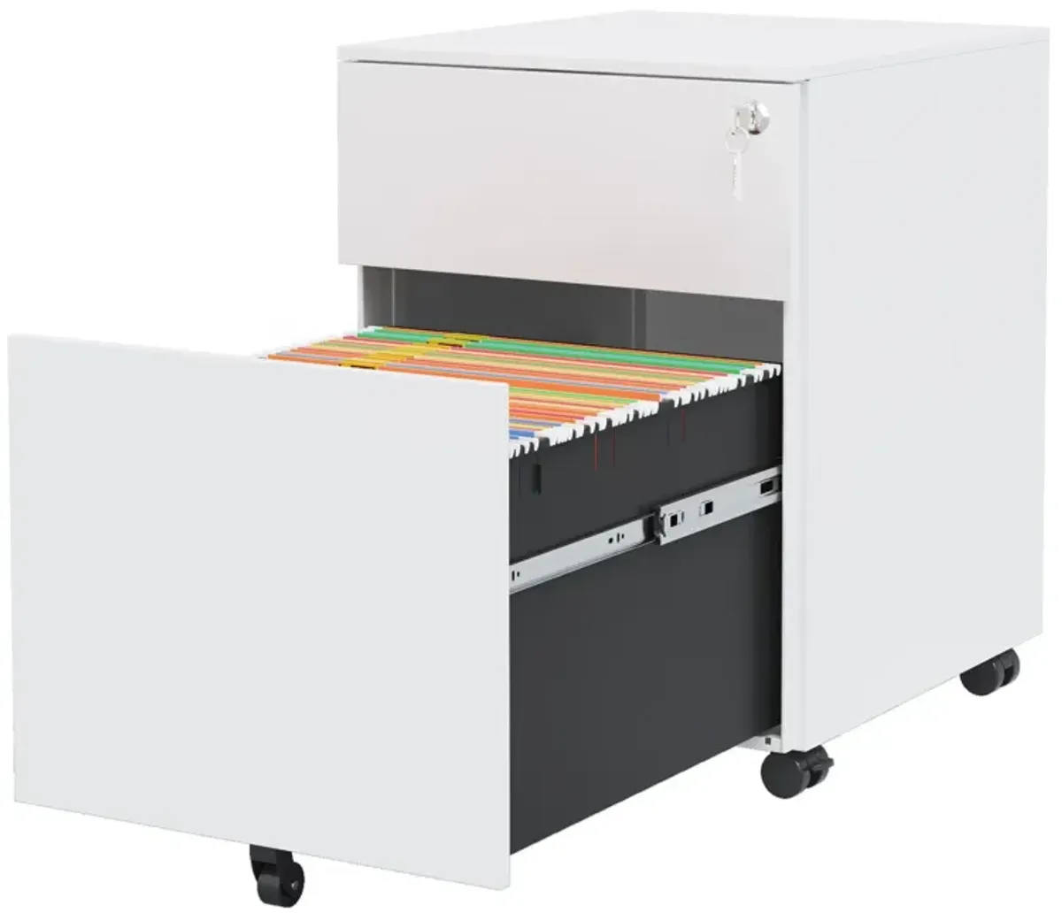 2 Drawer Mobile File Cabinet With Lock Steel File Cabinet For Legal / Letter / A4 / F4 Size / Home / Office Design