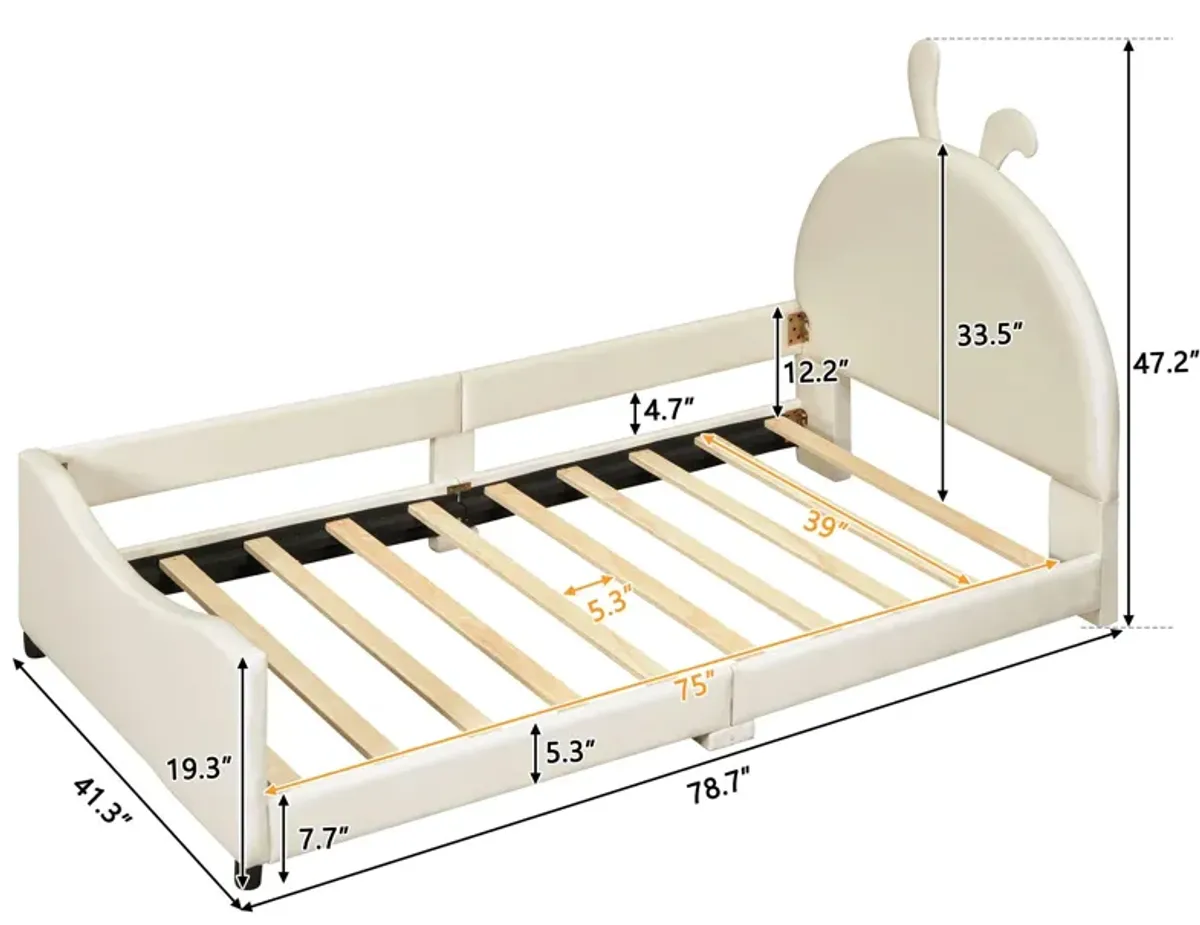 Upholstered Daybed With Rabbit Ear Shaped Headboard