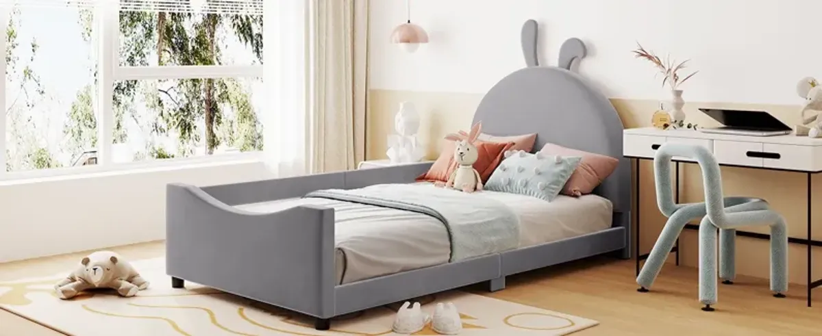 Upholstered Daybed With Rabbit Ear Shaped Headboard