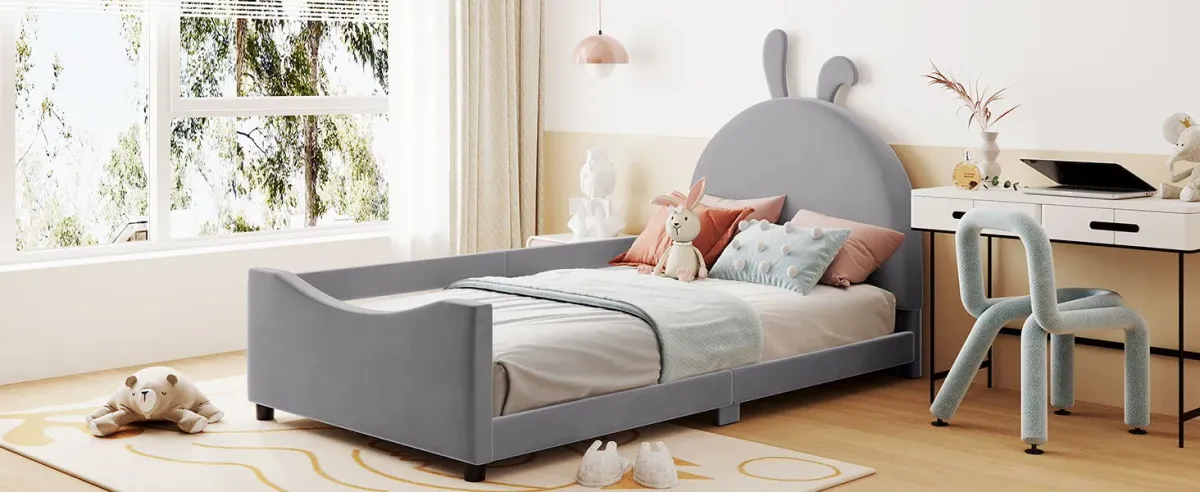 Upholstered Daybed With Rabbit Ear Shaped Headboard