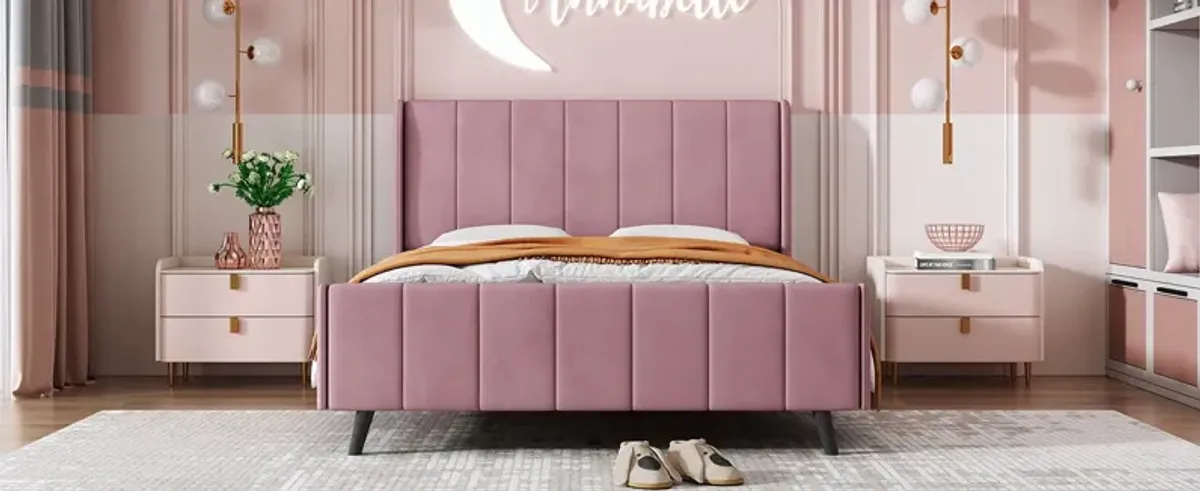 Upholstered Platform Bed, Velvet