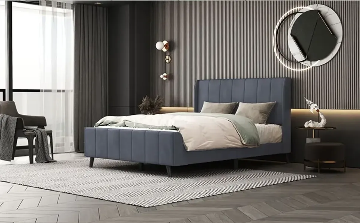 Upholstered Platform Bed, Velvet