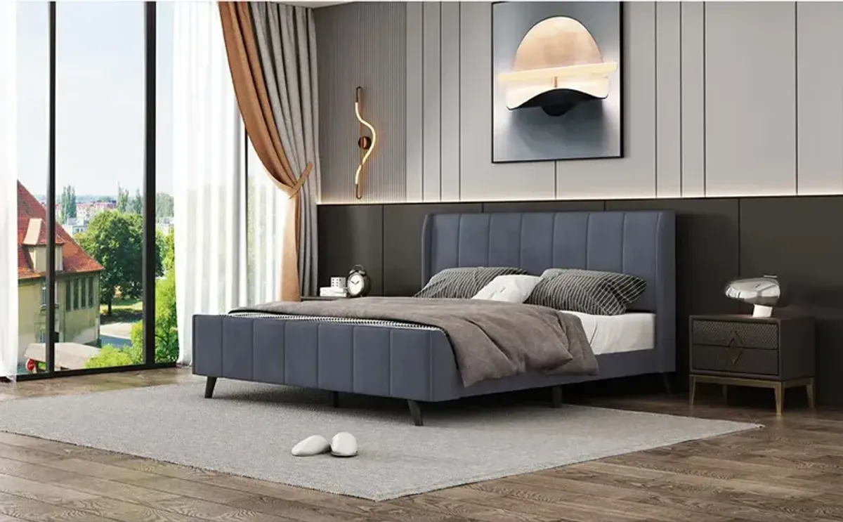 Upholstered Platform Bed, Velvet