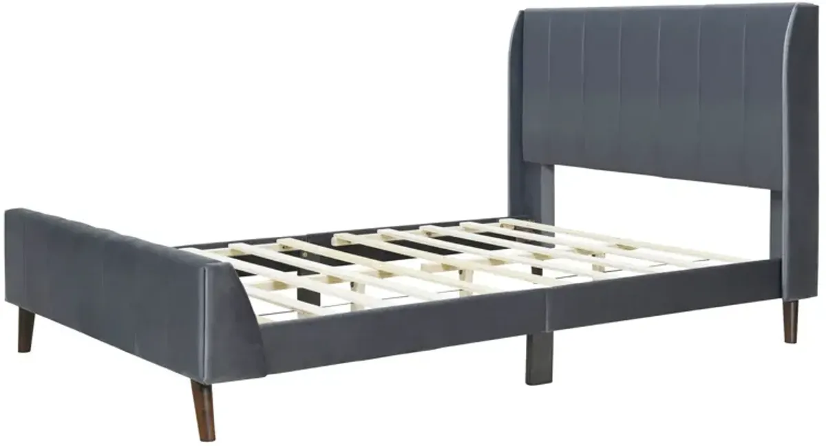 Upholstered Platform Bed, Velvet