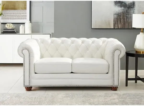 Aliso - Leather Loveseat - Creamy White