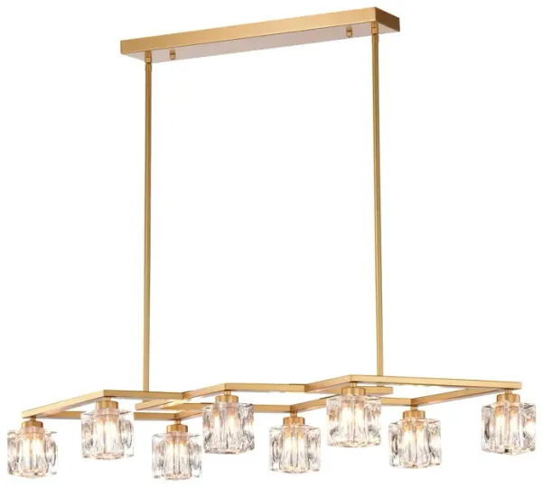 Crystal Chandelier For Dining Room, 8 Light Kitchen Chandelier Light Fixture Modern Metal Industrial Chandeliers For Farmhouse Entryway Living Room (8*G9 Bulbs Included) - Matte Gold