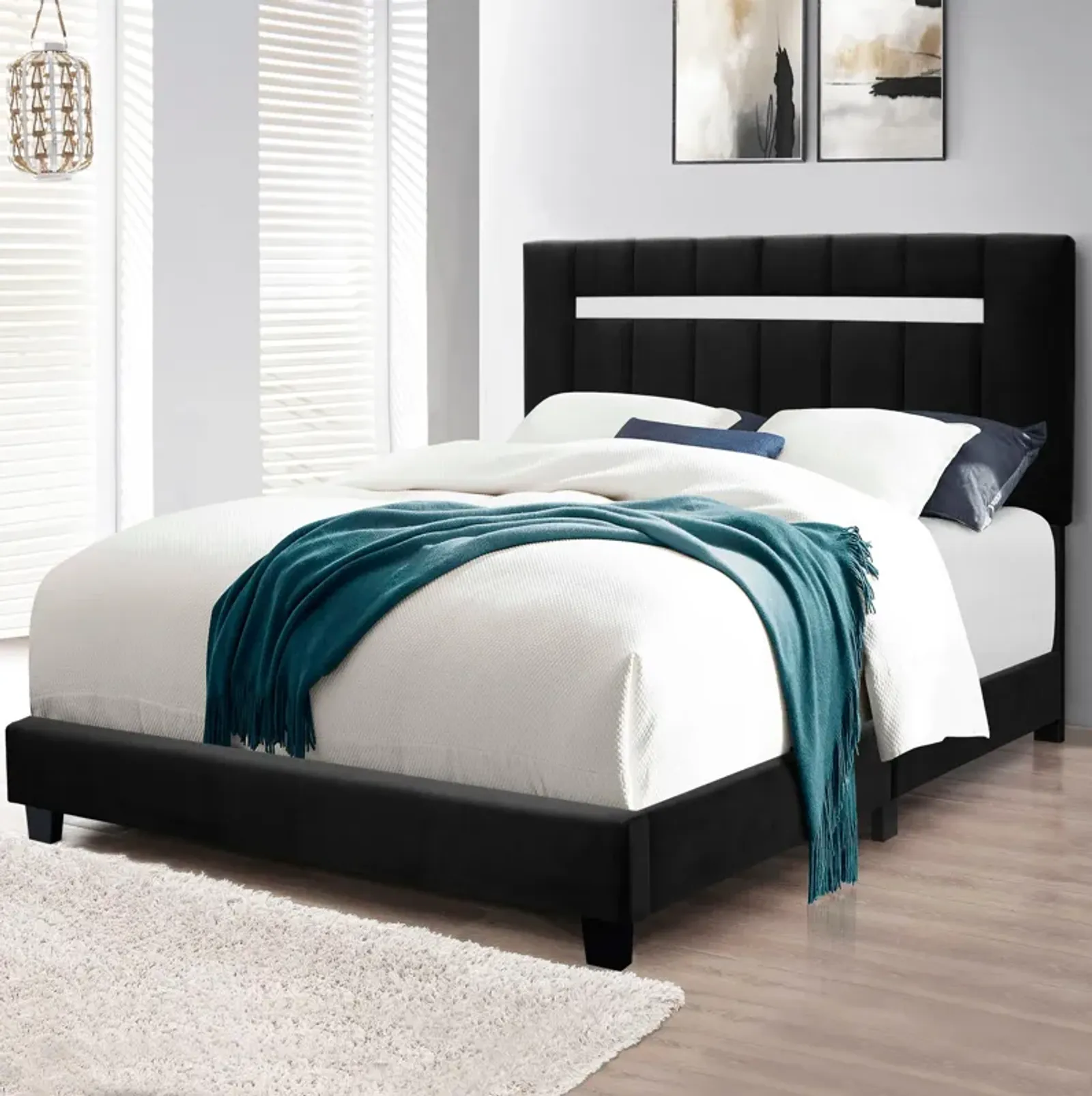 Queen Size Adjustable Upholstered Bed Frame Dark Velvet Collection Comfort And Simplicity