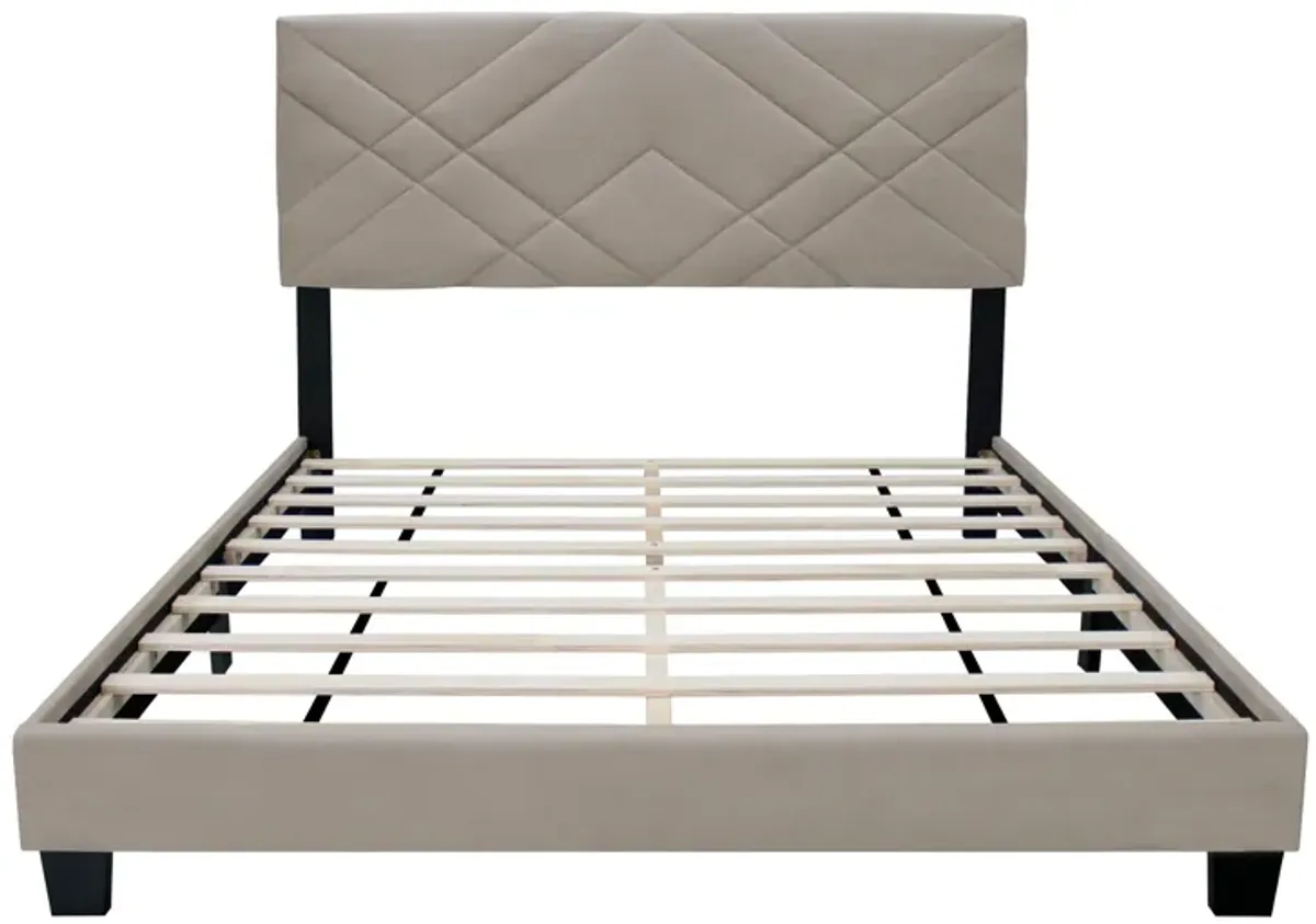 Queen Size Adjustable Upholstered Bed Frame Stain Resistant Cleans Up With A Light Wipe Simple Design Suitable For Any Room