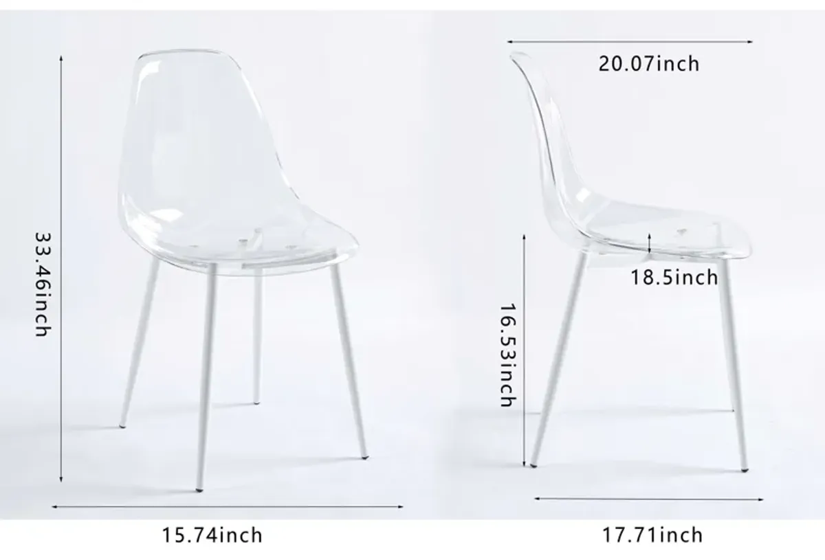 Dining Chair, Metal Leg, Plastic Seat (Set of 4)