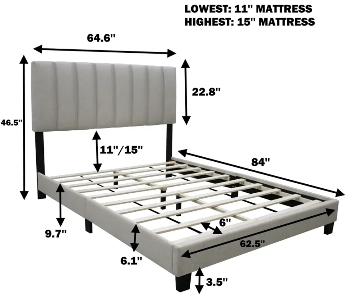 Queen Size Adjustable Headboard Upholstered Bed Frame The Combination Of Modern And Vintage Makes The Whole Visual Effect More Exquisite