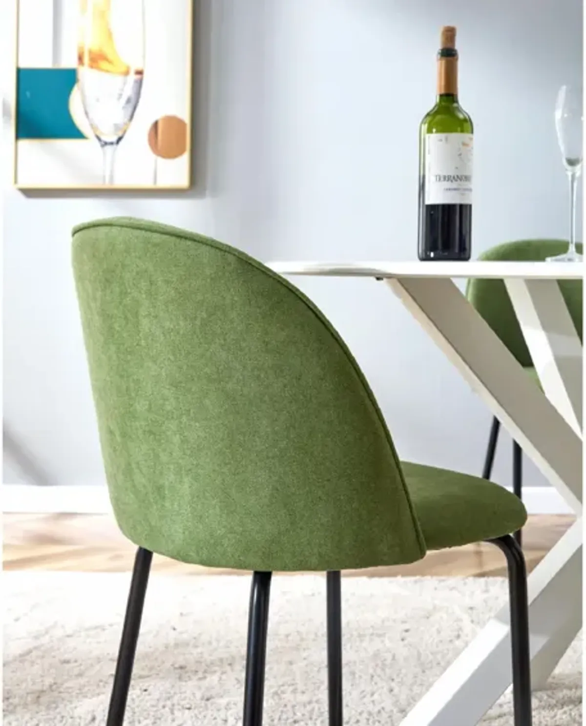 Modern Chair With Iron Tube Legs, Soft Cushions And Comfortable Backrest, Suitable For Dining Room, Living Room, Cafe