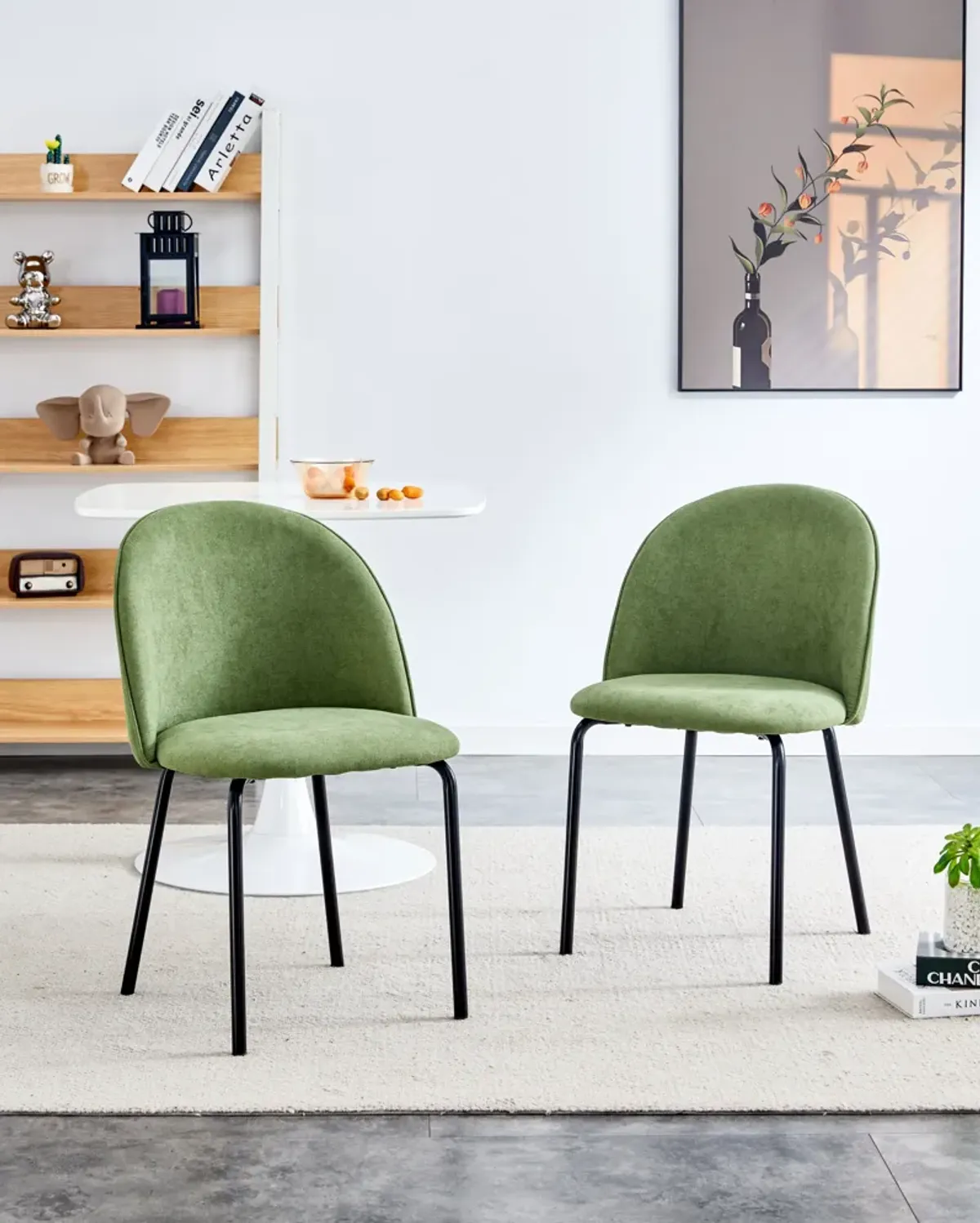 Modern Chair With Iron Tube Legs, Soft Cushions And Comfortable Backrest, Suitable For Dining Room, Living Room, Cafe